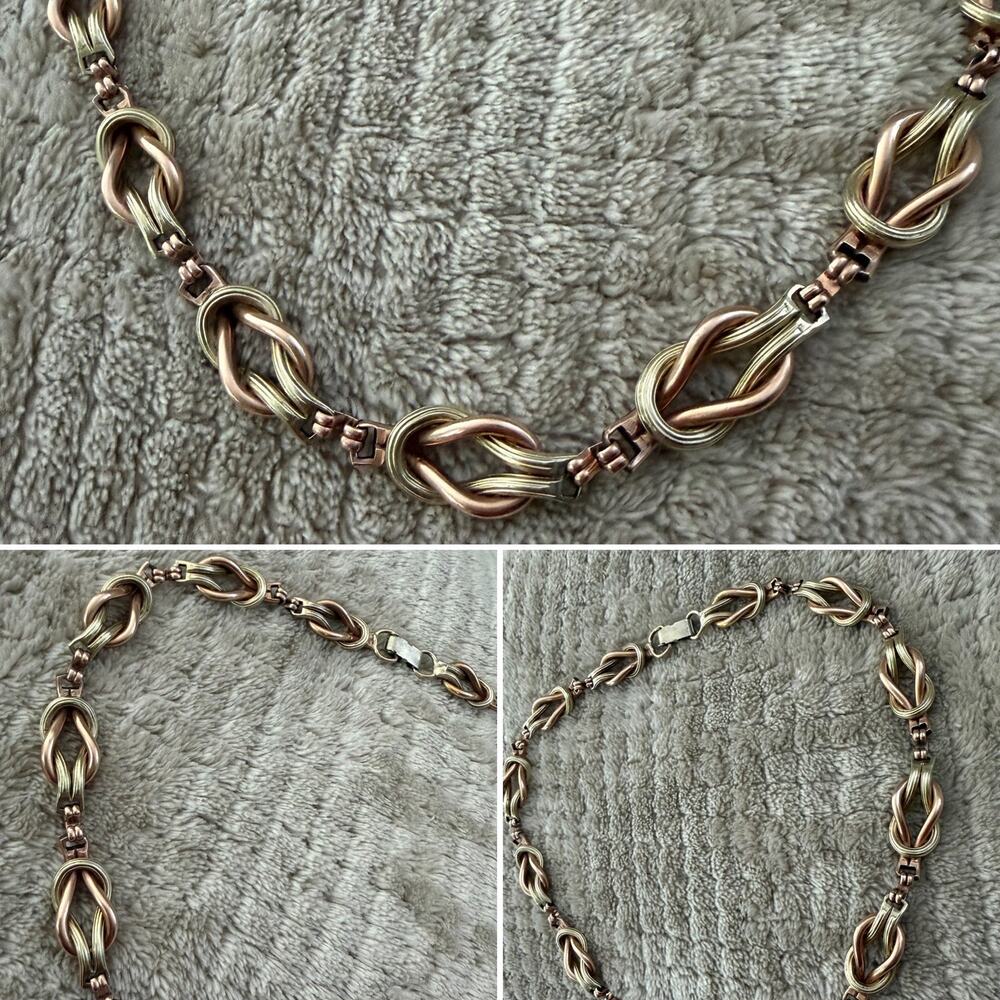 Vintage Rolled Gold Two Tone Necklace - Picture 4 of 6